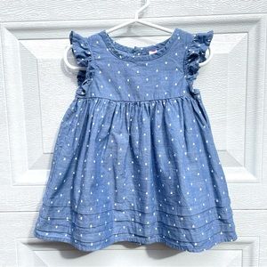 Cherokee 18m baby girl dress in chambray with hearts pattern